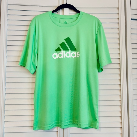 Adidas Lime Green Climalite Dry Fit Short Sleeve Tee T Shirt Size XL - Picture 1 of 4